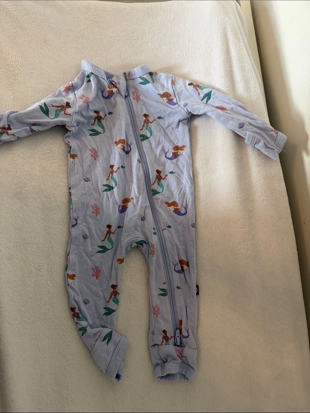 Kyte BABY Light Blue Mermaid Print Footed One-Piece Pajamas